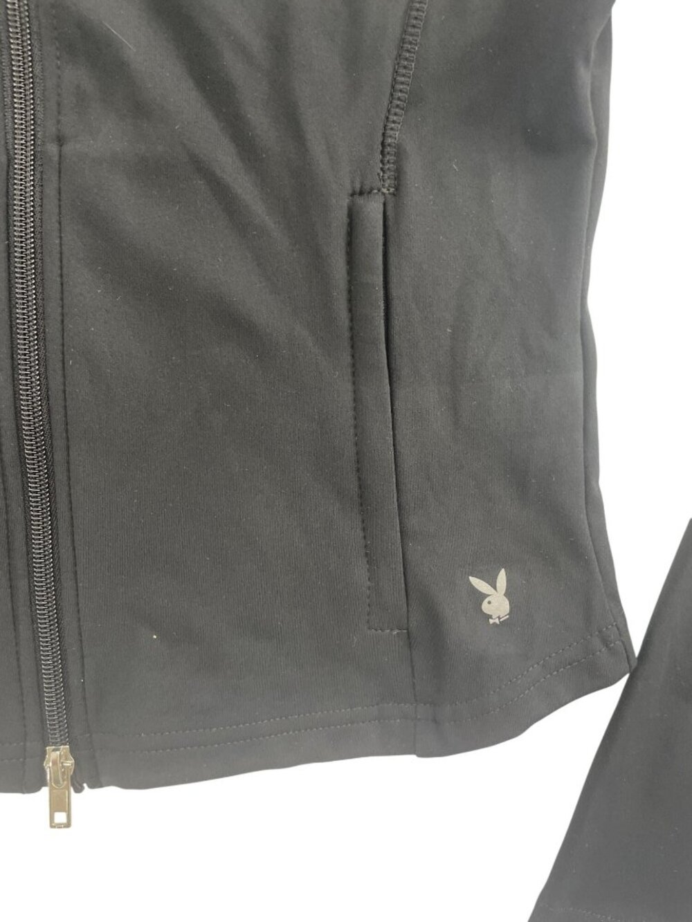 Playboy Jacket Black Stretchy Athletic Comfy Full-Zip Women's Size XL NWT - Picture 4 of 7